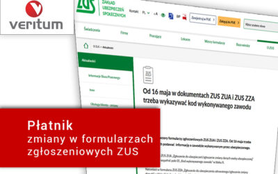 Płatnik (aktualizacja) – zmiany w dokumentach ZUS ZUA i ZUS ZZA