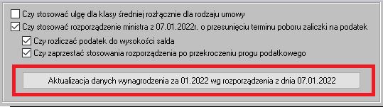 aktualizacja danych wynagrodzenia za 2022 wg rozporządzenia z dnia 7.01.2022 polski ład