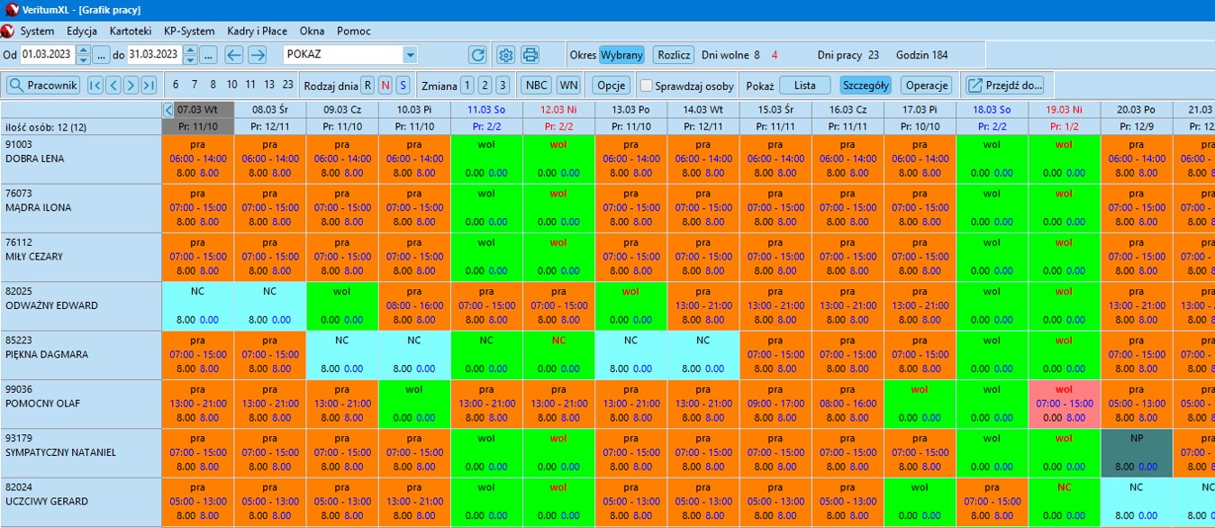 Harmonogram pracy kierowcy android - wybór zakresu dat